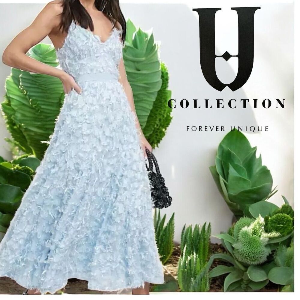 Forever Unique Bright White Eye Lash Ankle Length Spaghetti Strap Formal Dress - Picture 8 of 12
